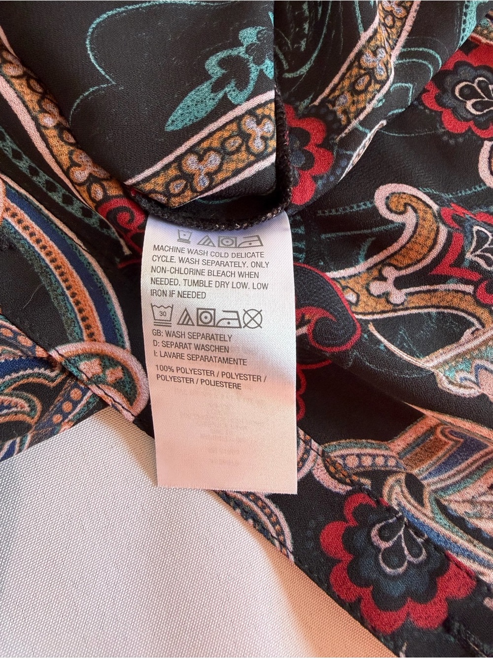Canon Black Paisley Button-Down Shirt with Red and Tan Accents - Picture 10 of 11